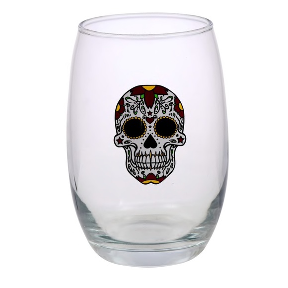 3 Day of the Dead Stemless Skull Wine Glasses - Picture 3 of 4